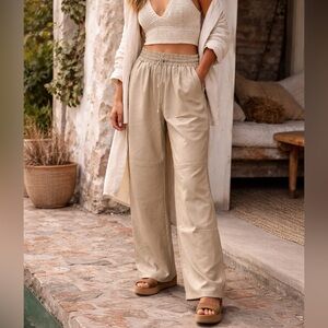 Wide Leg Beige Pants